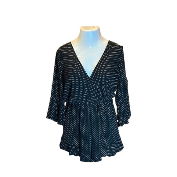 CHARLOTTE RUSSE Adorable & Sexy Black w/ White Polka Dots Romper Size M - Picture 1 of 7
